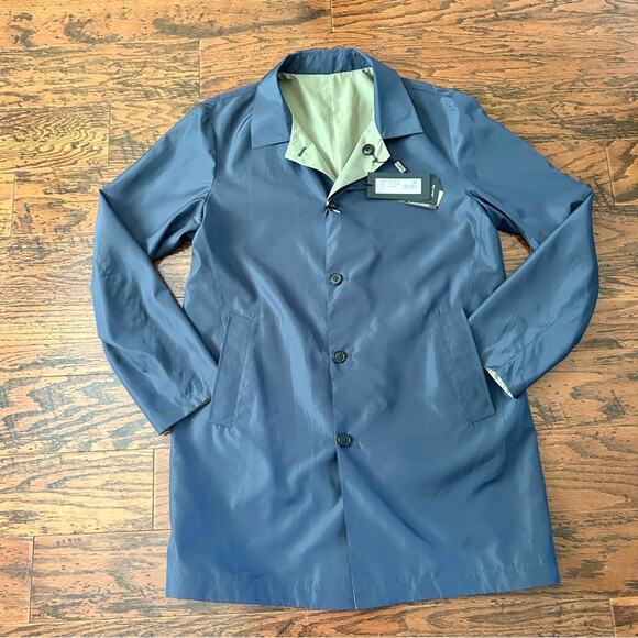 Gallotti Men's Reversible Raincoat in Navy and Beige Size US 42 NWT - Picture 9 of 14
